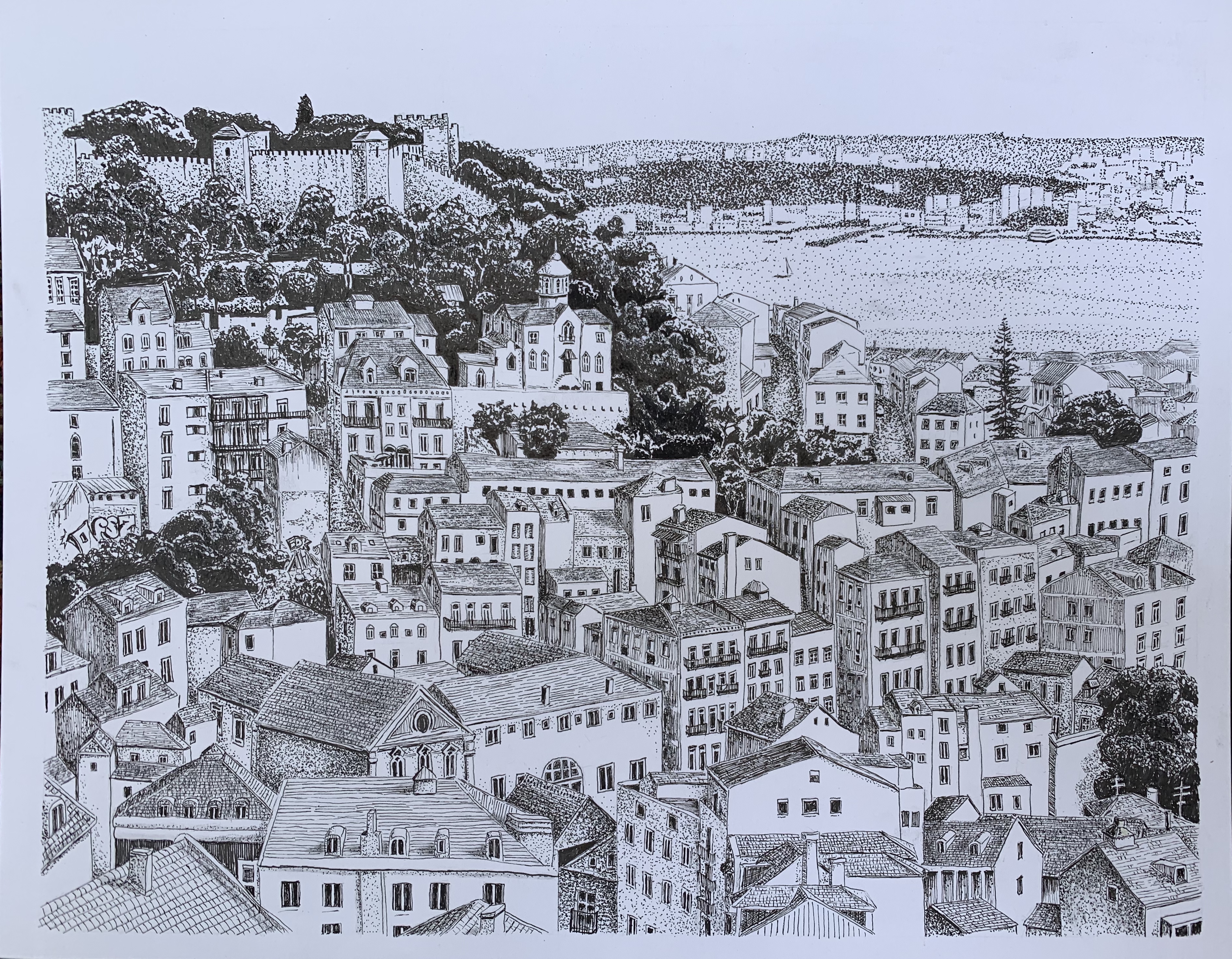 Lisbon pen and ink2